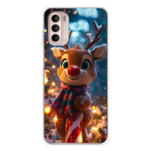 Яркий чехол для Motorola MOTO G52 с Зимними Оленятами – Олень в шарфе