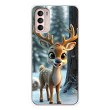 Яркий чехол для Motorola MOTO G52 с Зимними Оленятами – Оленёнок в лесу