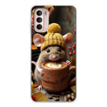 Друкований чохол 'Звірята з кавою' для Motorola MOTO G52 – Мишка з кавою