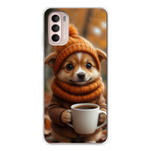 Друкований чохол 'Звірята з кавою' для Motorola MOTO G52 – Песик з кавою