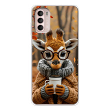 Друкований чохол 'Звірята з кавою' для Motorola MOTO G52 – Жираф з кавою