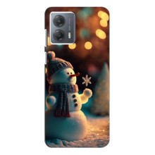 Чехлы на Новый Год Motorola MOTO G53 (Снеговик праздничный)