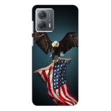 Чехол Флаг USA для Motorola MOTO G53 – Орел и флаг