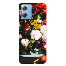 Брендновые Чехлы для Motorola MOTO G54 / G54 Power - (PREMIUMPrint) (Nike цветы)