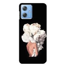 Чехлы (ART) Цветы на Motorola MOTO G54 / G54 Power (VPrint) (Белые цветы)
