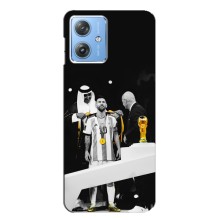 Чехлы для Motorola MOTO G54 / G54 Power (Leo чемпион) (AlphaPrint) (Месси в накидке)