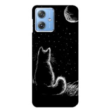 Чехол с принтом для Motorola MOTO G54 / G54 Power (AlphaPrint) Модные коты (Котик и луна)