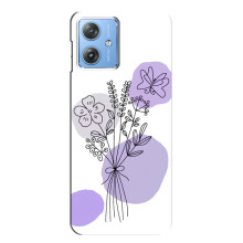 Силиконовый чехол с принтом в цветах на Motorola MOTO G54 / G54 Power – Фиолетовый букет