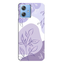 Силиконовый чехол с принтом в цветах на Motorola MOTO G54 / G54 Power – Фиолетовый дизайн