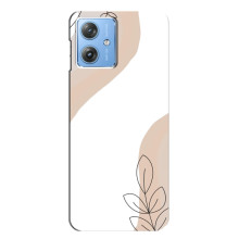 Силиконовый чехол с принтом в цветах на Motorola MOTO G54 / G54 Power – Нюдовый дизайн