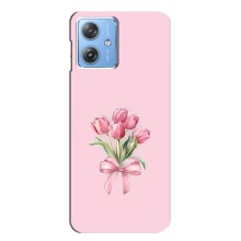 Чехол с розовым рисунком для Motorola MOTO G54 / G54 Power (Букет цветов)