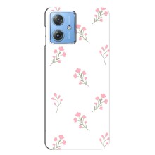 Чехол с розовым рисунком для Motorola MOTO G54 / G54 Power (Розовые цветы)