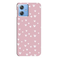 Чехол с розовым рисунком для Motorola MOTO G54 / G54 Power (Сердечки на розовом)