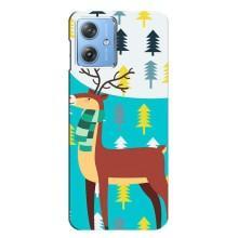 Силиконовый бампер с картинкой животных для Motorola MOTO G54 / G54 Power (Олень с шарфом)