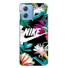 Силиконовый Чехол на Motorola MOTO G54 / G54 Power с картинкой Nike (Цветочный Nike)