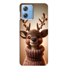 Яркий чехол для Motorola MOTO G54 / G54 Power с Зимними Оленятами – Олень в свитере