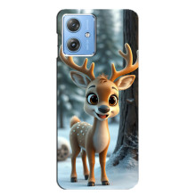 Яркий чехол для Motorola MOTO G54 / G54 Power с Зимними Оленятами – Оленёнок в лесу