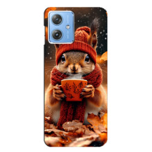 Печатный чехол «Зверята с кофе» для Motorola MOTO G54 / G54 Power – Белка с кофе