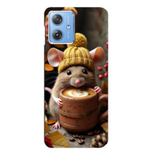 Печатный чехол «Зверята с кофе» для Motorola MOTO G54 / G54 Power – Медведь с кофе