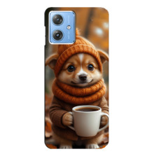Печатный чехол «Зверята с кофе» для Motorola MOTO G54 / G54 Power – Песик с кофе