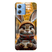 Печатный чехол «Зверята с кофе» для Motorola MOTO G54 / G54 Power – Зайчик с кофе