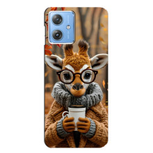 Печатный чехол «Зверята с кофе» для Motorola MOTO G54 / G54 Power – Жираф с кофе
