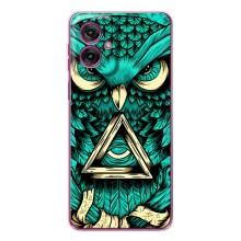 Чехлы с принтом СОВЫ для Motorola Moto G55 – Зеленая сова