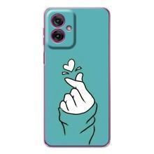 Чехлы (Знак сердечка) на Motorola Moto G55 – Сердечко на бирюзовом