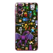Чохол Майнкрафт на Motorola Moto G55 (AlphaPrint) Minecraft (Колаж Майнкрафт)