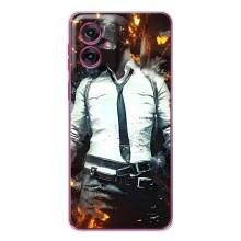 Силиконовый чехол с картинкой "Герой Pubg" на Motorola Moto G55 (Man Пубг)