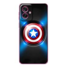 Чехол с Щитом Капитана Америки на Motorola Moto G55 – Яркий Щит Капитана