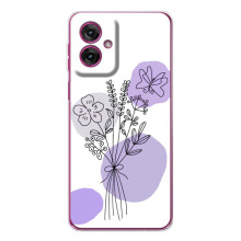 Силиконовый чехол с принтом в цветах на Motorola Moto G55 – Фиолетовый букет
