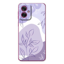 Силиконовый чехол с принтом в цветах на Motorola Moto G55 – Фиолетовый дизайн