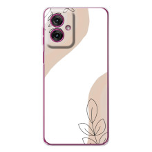 Силиконовый чехол с принтом в цветах на Motorola Moto G55 – Нюдовый дизайн