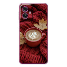 Чехол с уникальным дизайном «Осень с кофе» для Motorola Moto G55 – Кофе на пледе