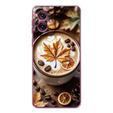 Чехол с уникальным дизайном «Осень с кофе» для Motorola Moto G55 – Пряный кофе