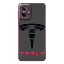 Силіконовий бампер з картинкою машини на Motorola Moto G55 – Logo TESLA
