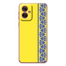 Силіконовый Чохол на Motorola Moto G55 – Вишиванка на жовтому фоні