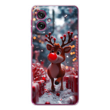 Яркий чехол для Motorola Moto G55 с Зимними Оленятами – Олень среди подарков