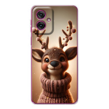 Яркий чехол для Motorola Moto G55 с Зимними Оленятами – Олень в свитере