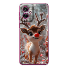 Яркий чехол для Motorola Moto G55 с Зимними Оленятами