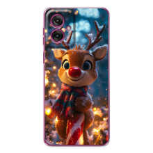 Яркий чехол для Motorola Moto G55 с Зимними Оленятами – Олень в шарфе