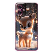 Яркий чехол для Motorola Moto G55 с Зимними Оленятами – Оленёнок