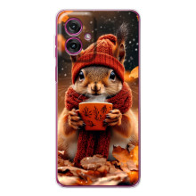 Друкований чохол 'Звірята з кавою' для Motorola Moto G55 – Білка з кавою
