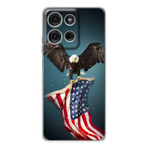 Чехол Флаг USA для Motorola MOTO G56 – Орел и флаг