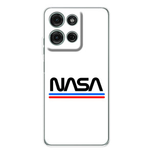Силіконовый бампер з принтом "Наса" на Motorola MOTO G56 – NASA на білому тлі