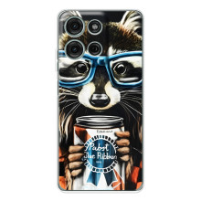 Чехол с принтом для Мото Джи56 - (Прикольные) (AlphaPrint) (Енот с банкой)