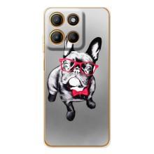 Чехол (ТПУ) Милые собачки для Motorola MOTO G56 (Бульдог в очках)