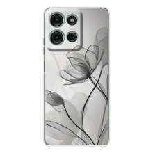 Чехол с цветочным принтом на Мото Джи56 (Черные цветы)