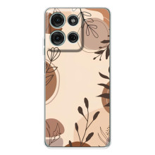 Чехол с цветочным принтом на Мото Джи56 (Коричневые цветы)